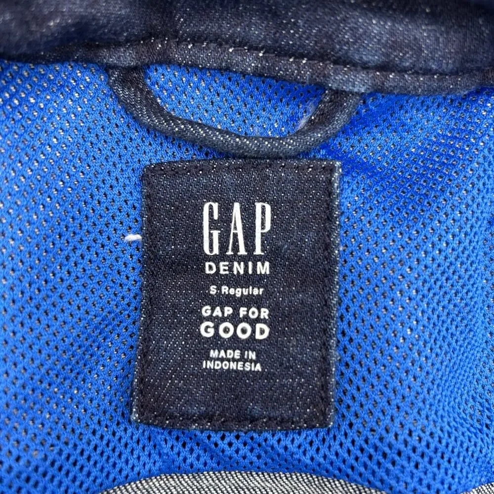 Gap Denim Camo Hooded Jacket Kids Size Small Regular Zipper Vents on Sleeve Back